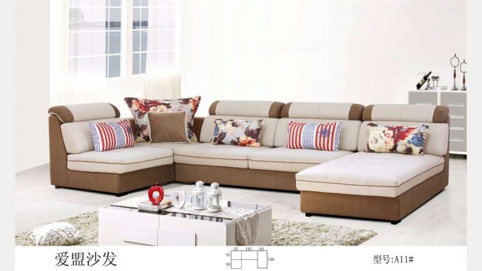 爱盟沙发布艺沙发简约现代大小户型客厅转角贵妃可拆洗布沙发组合整装家具