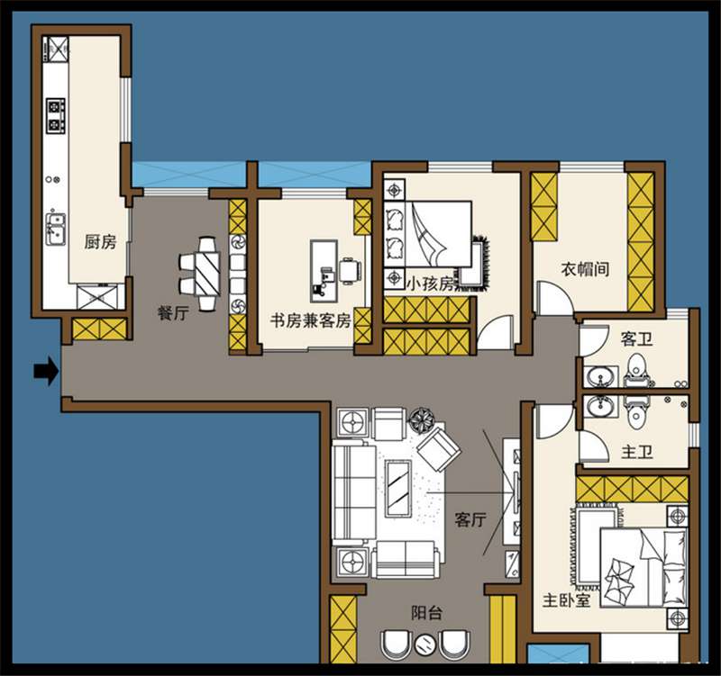 建业华阳峰渡151平方户型分析及装修效果图案例 建业华阳峰渡151平方户型分析及装修效果图案例